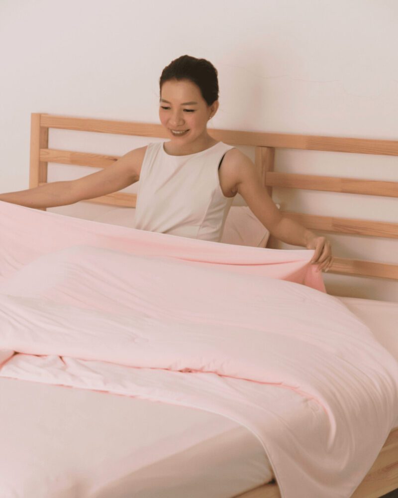 ADULT SUMMER FITTED SHEET SET [INCLUDE 2 PILLOW CASE] - BABY PINK